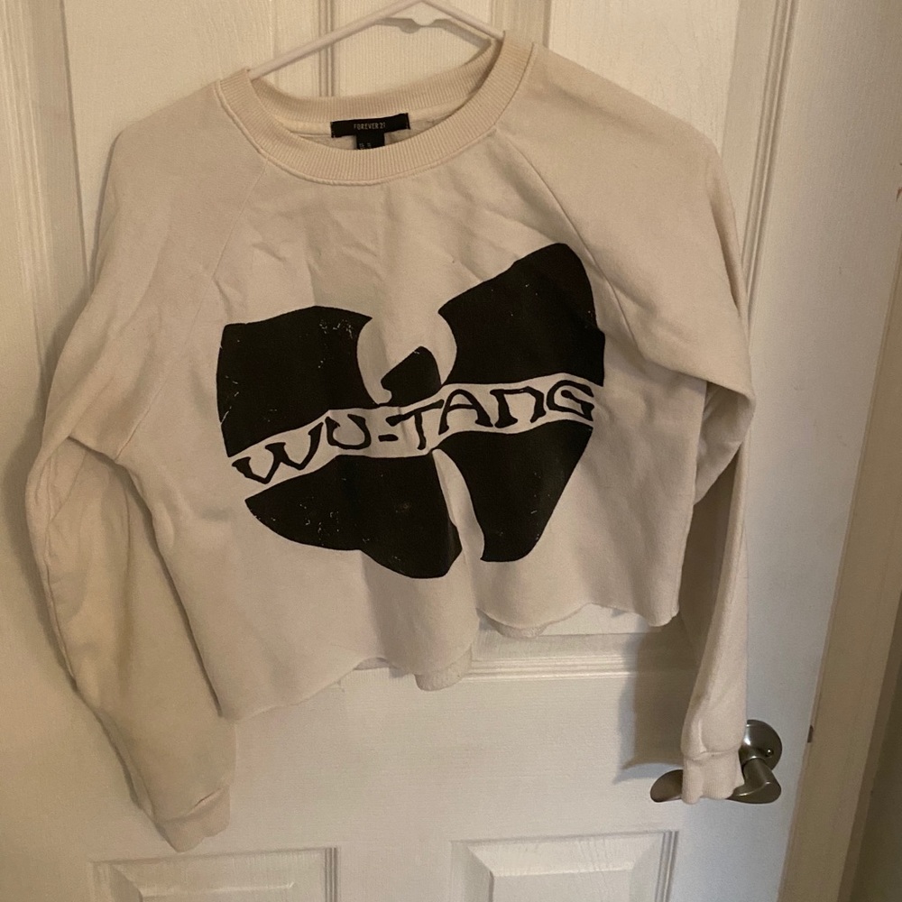 White Wu Tang cropped sweater